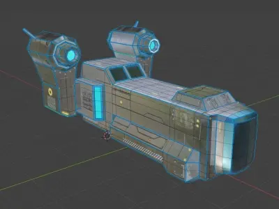 Game Ready PBR Low Poly Space Ship Low-poly 3D model