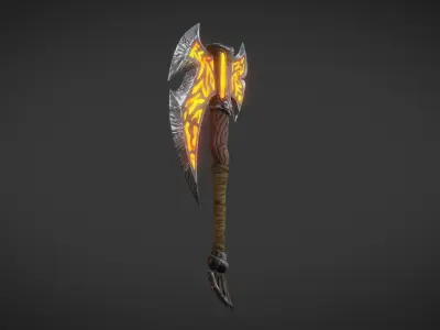 Fantasy Axe Low-poly 3D model 3