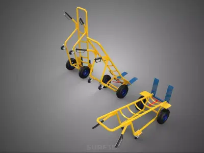 FOUR 4 WHEELER HAND TRUCK CASTER CART FORK DOLLIES STANDING TILT 3D model
