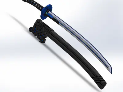 Katana samurai sword 3D model 7