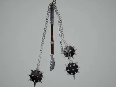 3 Headed Spiked Mace Low-poly 3D model