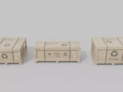 Customizable Wooden Crate Trio - Compact Set 3D Model Pack