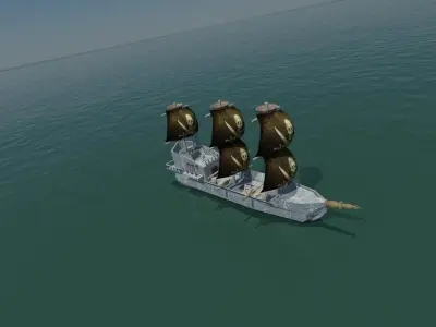 Pirateship pirate ship floating in ocean 3D model