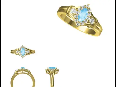 JCD Format Antique color stone rings autodesk jewelry design 3D print model buy