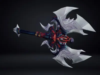 Futuristic Axe Low-poly 3D model 4