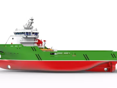 The Green Anchor Handling Tug Supply Low-poly 3D model