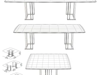 Meridiani Tables Charlie Rectangle Low-poly 3D model