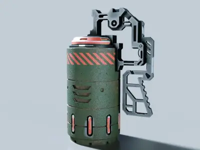 Cyberpunk handheld ultrasonic grenade 3D model