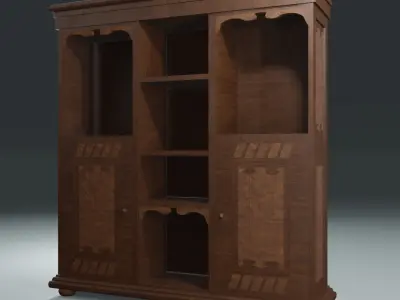 Game Ready Vintage Wooden Cabinet Low Poly PBR Low-poly 3D model Free low-poly 3D model