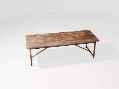 Game Ready - Wooden Industrial Table Low-poly 3D model