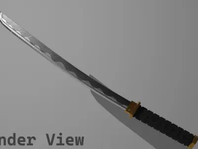 VRChat Katana Stylized Sword Poiyomi Shader Free low-poly 3D model