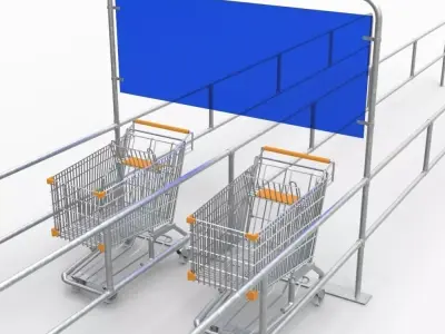Shopping Trolley - Shopping Cart Rack Low-poly 3D model