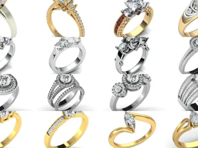 3DM 40 ENGAGEMENT RING FILES 3D Model Pack