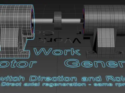 Motor - Work - Generator - Direct Axial Regeneration - Concept 3D model
