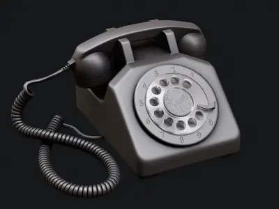 Low Poly PBR Rotary Phone Low-poly 3D model