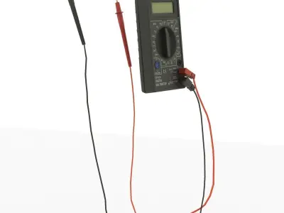 Tester Low Poly battery with wires Low-poly 3D model