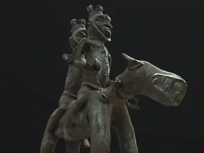 Equestrian Altar Figure onile Low-poly 3D model