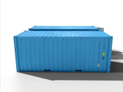 20ft Cargo Container Light Blue Low-poly 3D model