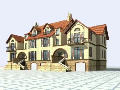 Villa house with stairs and balconies 3D model buy