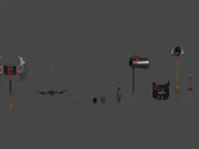 Evilish weapons dark fantasy 3D Model Pack
