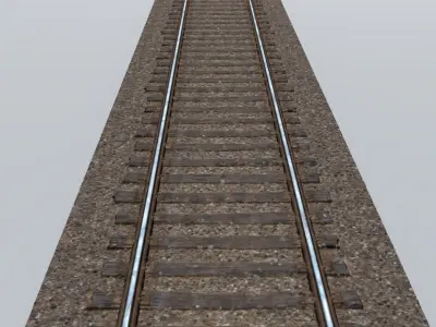 Railway Train Track Low-poly 3D model