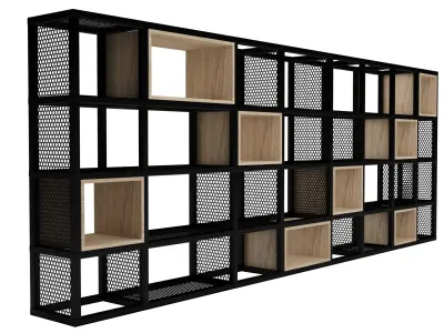 Industrial Metal Wooden Shelf 3D model