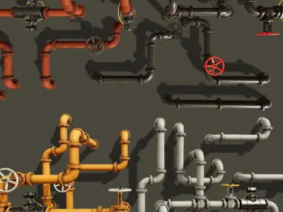 PBR Modular Pipes Set - Unity Project 2017 Low-poly 3D model