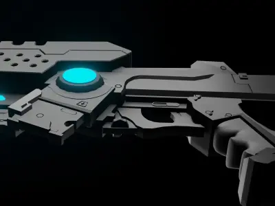 Low-poly fully rigged sci-fi gun Low-poly 3D model