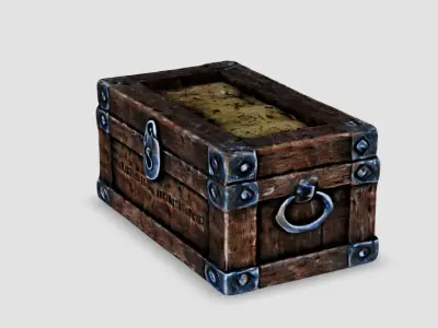 Antique Wooden Chest with Metal Accents 3D model