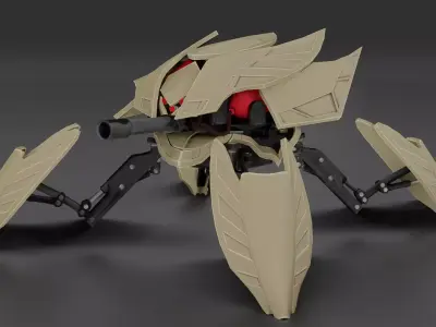 Flamethrower Robot Drone - Game Ready Character PBR low-poly  Low-poly 3D model