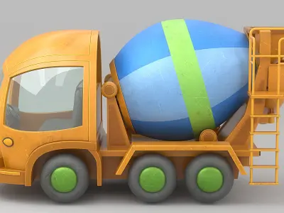 Cartoon Mixer Truck Low-poly 3D model