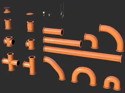 Painted Pipes Low-poly 3D model