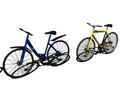 low-poly 3D model bicycles two Low-poly 3D model