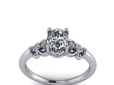 Vintage Solitaire Handcraft design antique Ovalcut Ring Classic 3D print model