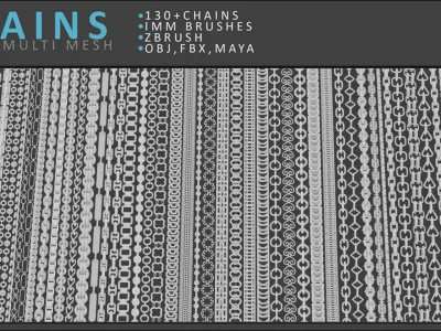 Chains Brush Set Low-poly 3D model