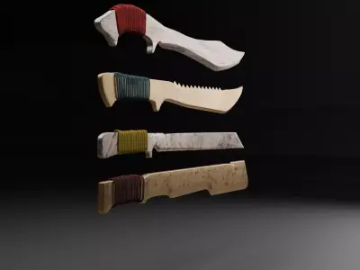 Set of 4 Stylized Fantasy Dao swords Low Poly Game ready Low-poly 3D model