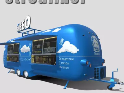 Food truck  Strealiner ENK-8 VT -in sky- livery Low-poly 3D model