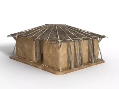 Ancient mud house clay   Low-poly 3D model