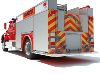 Red Rescue Fire Pumper Truck 3D model