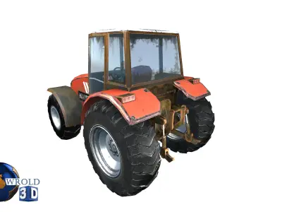 Lowpoly Tractor Gameready 3d model Low-poly 3D model