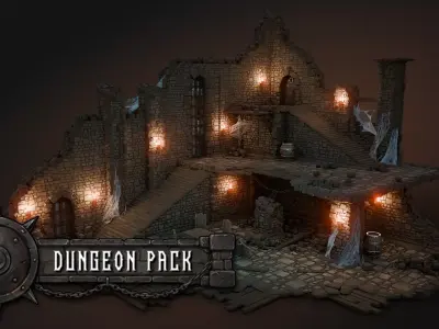 3DT Stylized Dungeon Kitbash Pack Low-poly 3D model