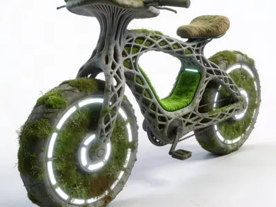 Futuristic Bio-Hybrid Moss Bike Low-poly 3D model