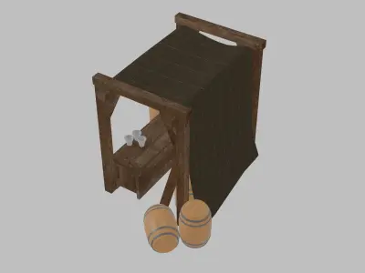 Low Poly Medieval Bar Market Low-poly 3D model