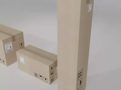 Collection of cardboard boxes 3D model