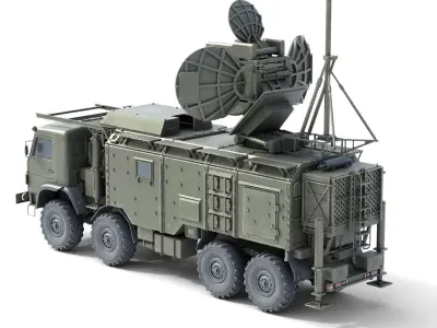 Krasukha 4 1RL257 Electronic Warfare EW System Low-poly 3D model