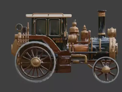 Steampunk Heavy Industrial Tractor 3D Model Low-poly 3D model