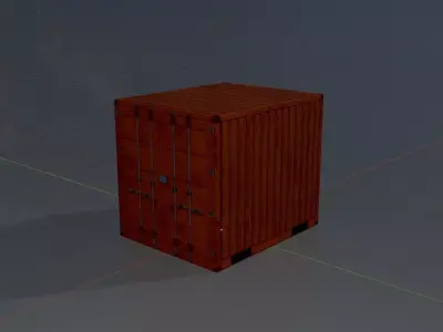 Shipping Container signal orange 10ft Low-poly 3D model