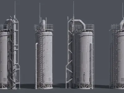 Sci-Fi Building 002 Industry-PBR Low-poly 3D model