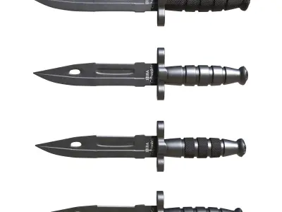knife 1 four military knives 3D model