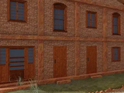 Village In Autumn Woods 3D model